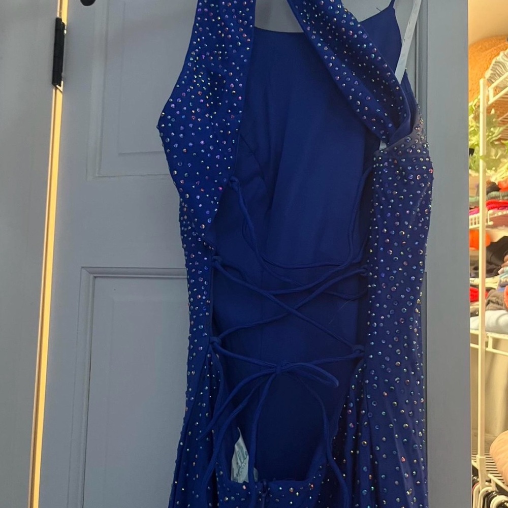 Blue Rhinestone Embellished Dress - Picture 2 of 4